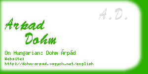 arpad dohm business card